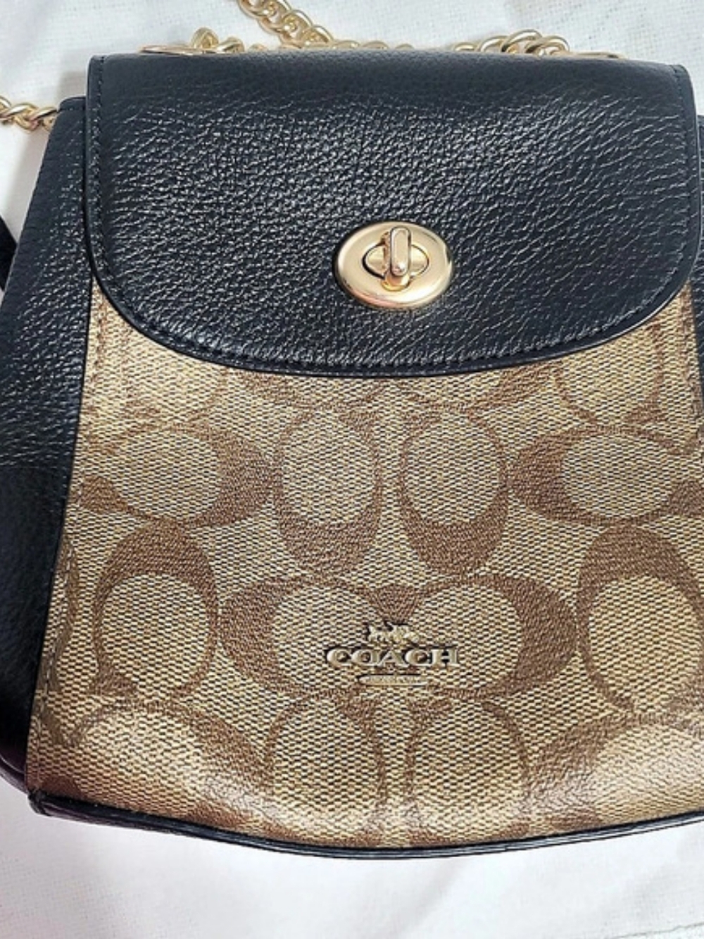 Coach Parker Convertible Backpack 16 In Signature Canvas Brown & Black Chain